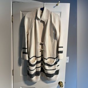 GAP Sweater Coat. Off-white with gray accents. Size XL.